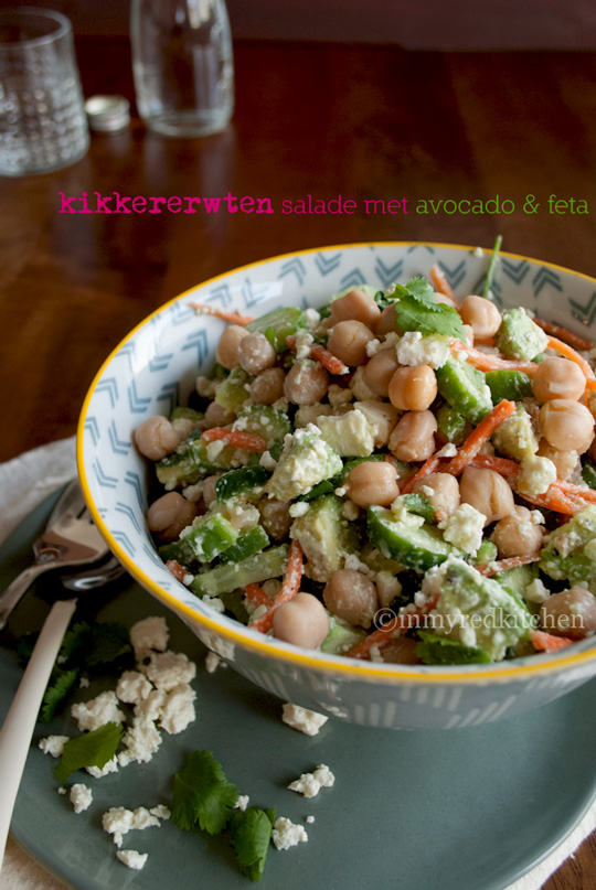 Chickpea salad with cucumber, avocado and feta | in my Red Kitchen