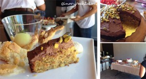 Pistachio cake with chocolate cream for the #LACakeClub | in my Red Kitchen #pistachios #cake #chocolate #losangeles