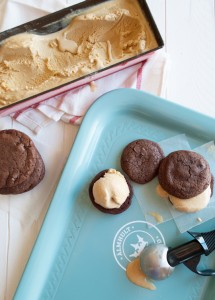 Double chocolate salted caramel ice cream sandwiches, dangerously delicious! | in my Red Kitchen