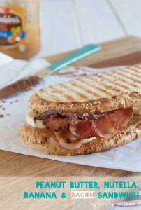 'Chunky monkey' sandwich, with peanut butter, nutella, banana and BACON! | in my Red Kitchen #bacon #sandwich #pbj #peanutbutter